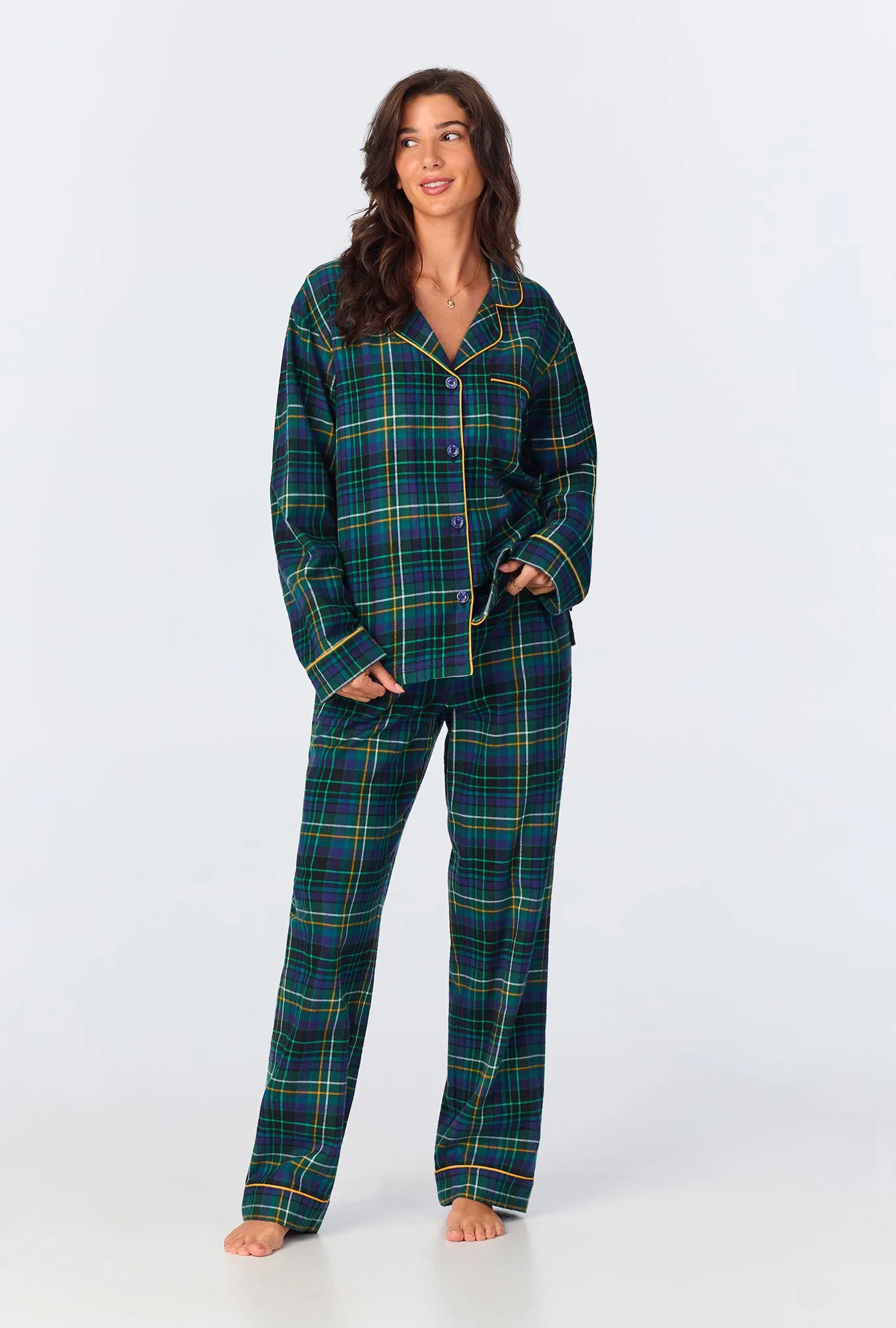 Celebration Plaid Long Sleeve Classic Woven Portuguese Flannel PJ Set sold by BedHead