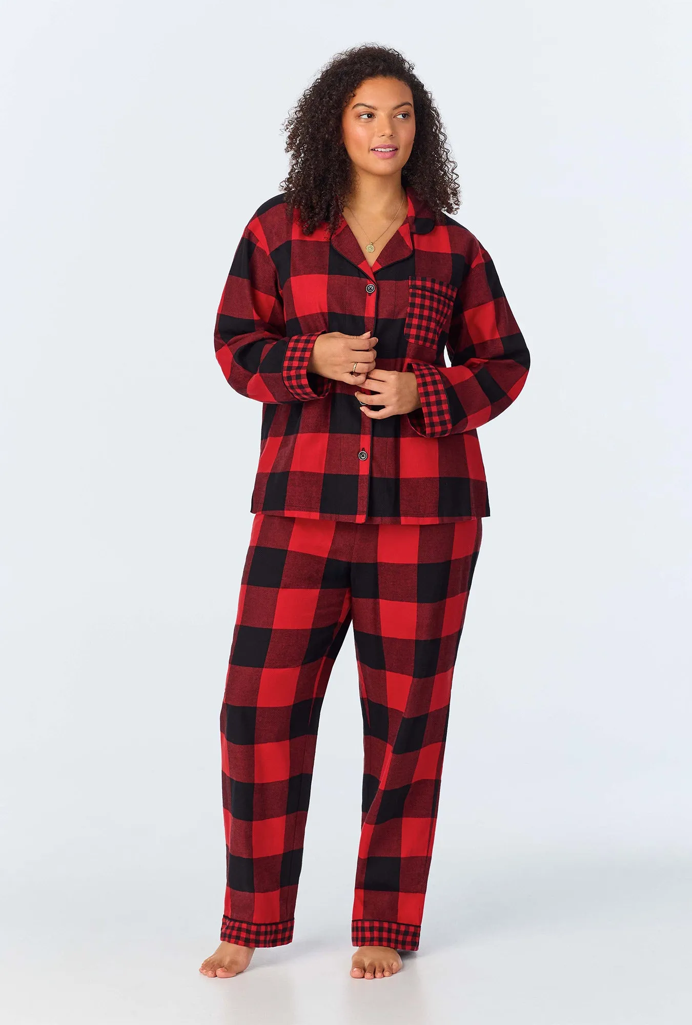 Buffalo Check Long Sleeve Classic Woven Portuguese Flannel PJ Set sold by BedHead product image thumbnail 4