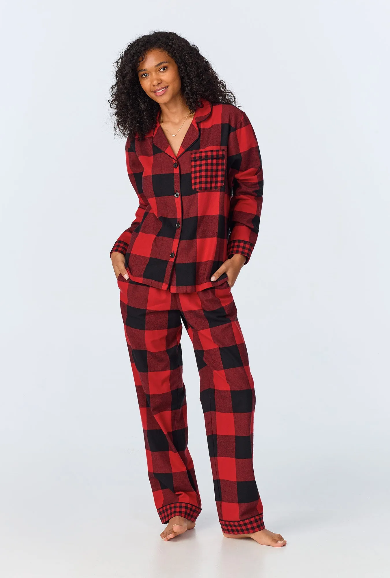 Buffalo Check Long Sleeve Classic Woven Portuguese Flannel PJ Set sold by BedHead