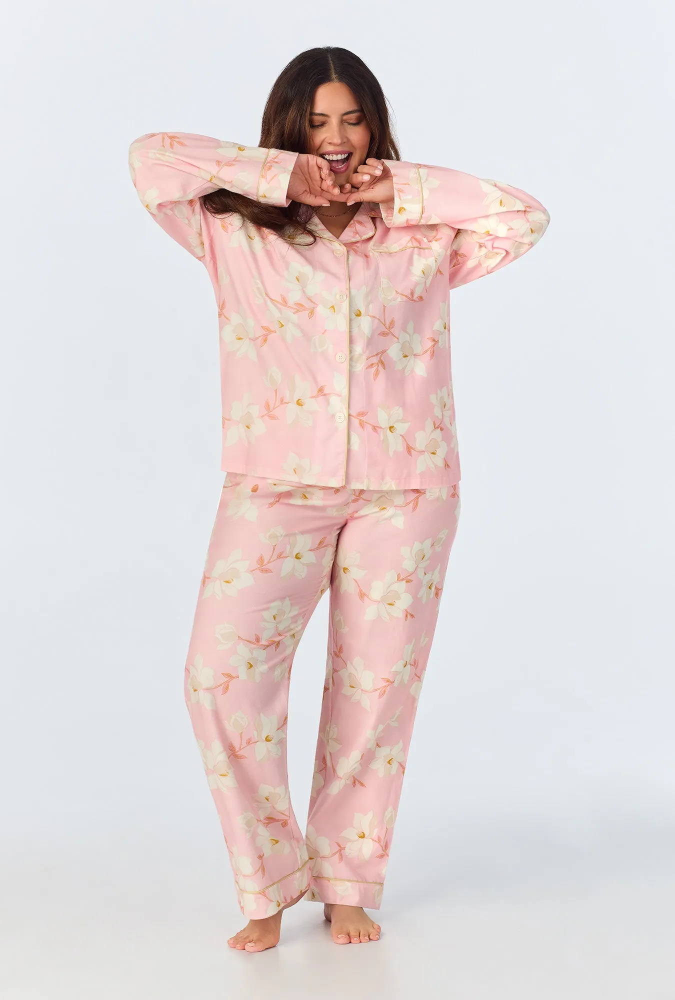 Magnolia Blossom Long Sleeve Classic Woven Portuguese Flannel PJ Set sold by BedHead product image thumbnail 3