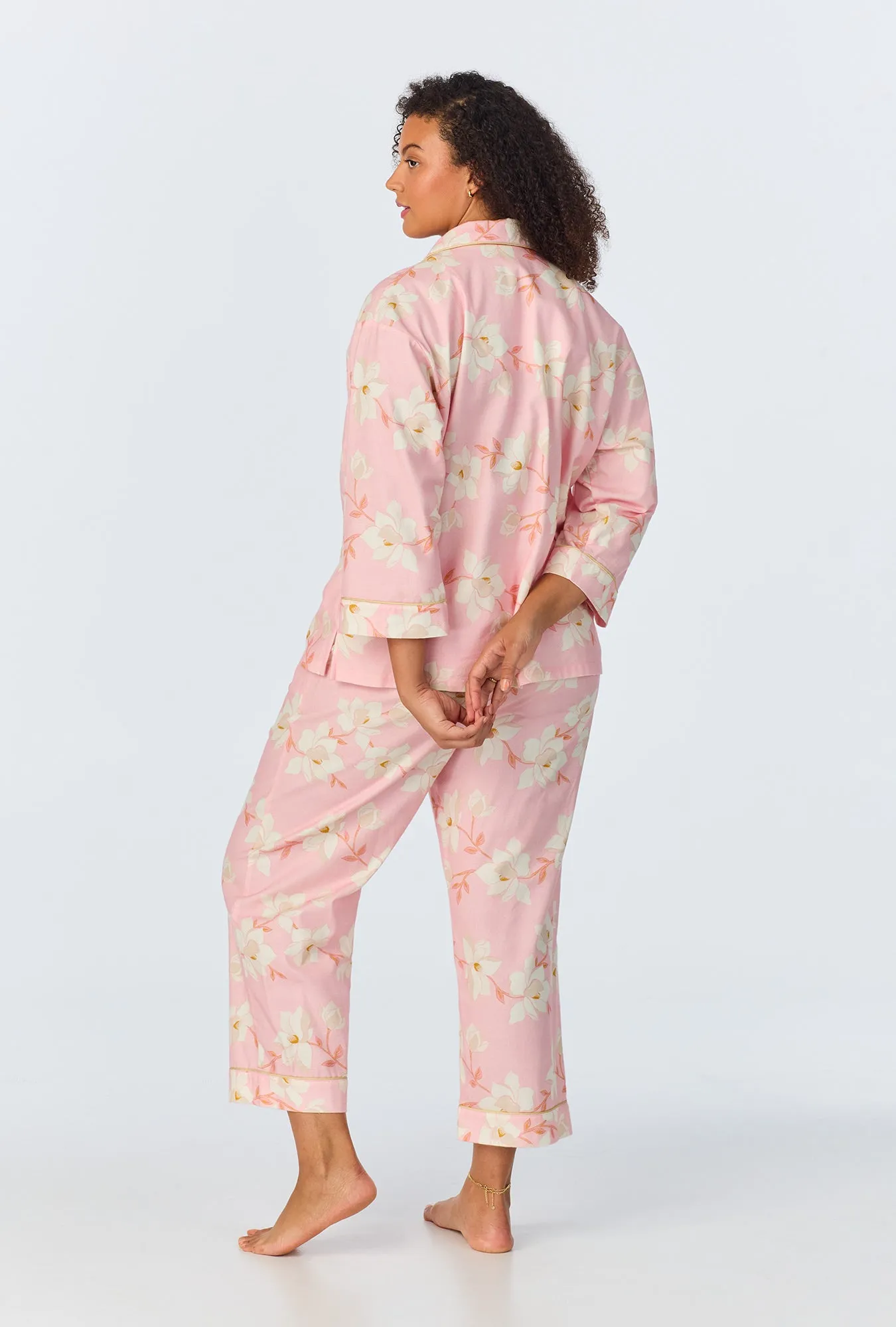 Magnolia Blossom 3/4 Sleeve Classic Woven Portuguese Flannel PJ Set sold by BedHead product image thumbnail 5