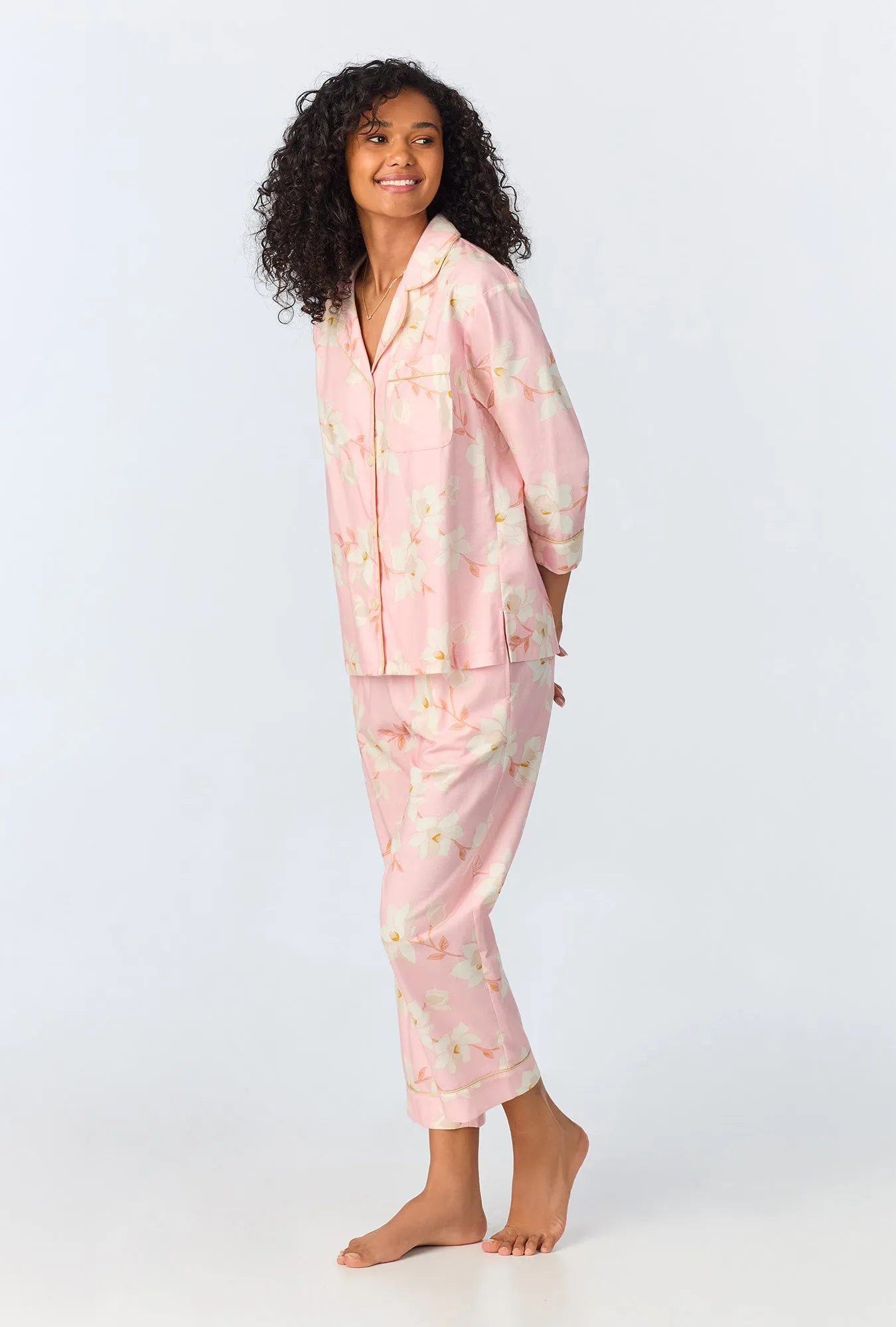 Magnolia Blossom 3/4 Sleeve Classic Woven Portuguese Flannel PJ Set sold by BedHead product image thumbnail 2