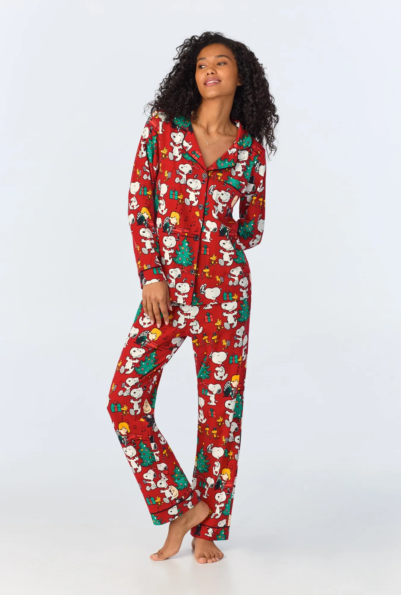 Peanuts® Festive Fun Long Sleeve Classic Stretch Jersey PJ Set sold by BedHead