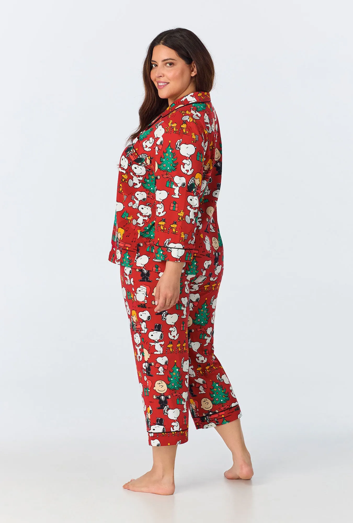 Peanuts® Festive Fun 3/4 Sleeve Classic Stretch Jersey Cropped PJ Set sold by BedHead product image thumbnail 5