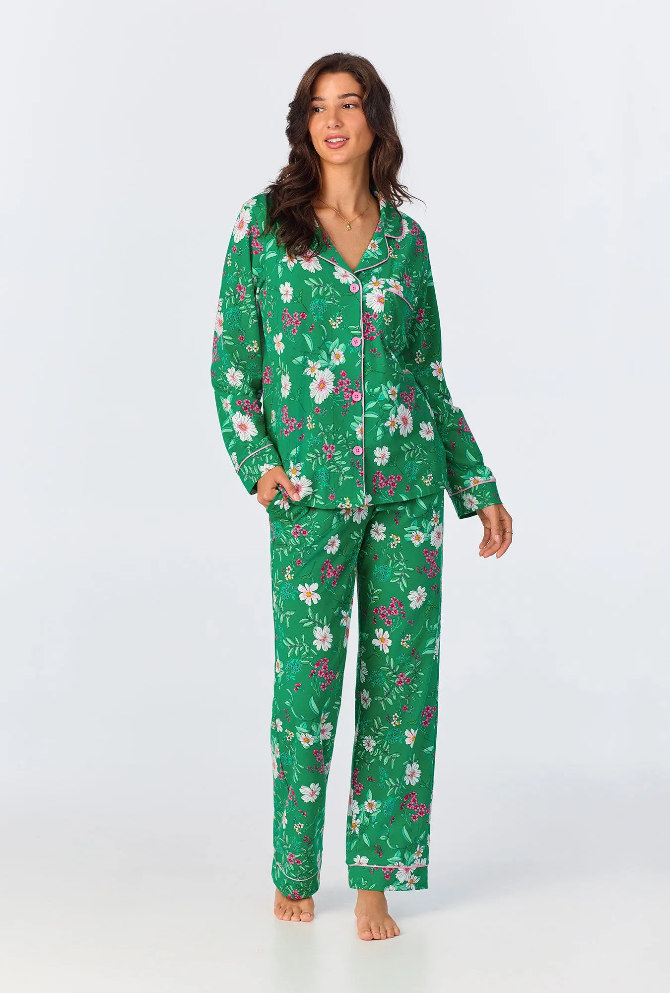 Forever Floral Long Sleeve Classic Stretch Jersey PJ Set sold by BedHead