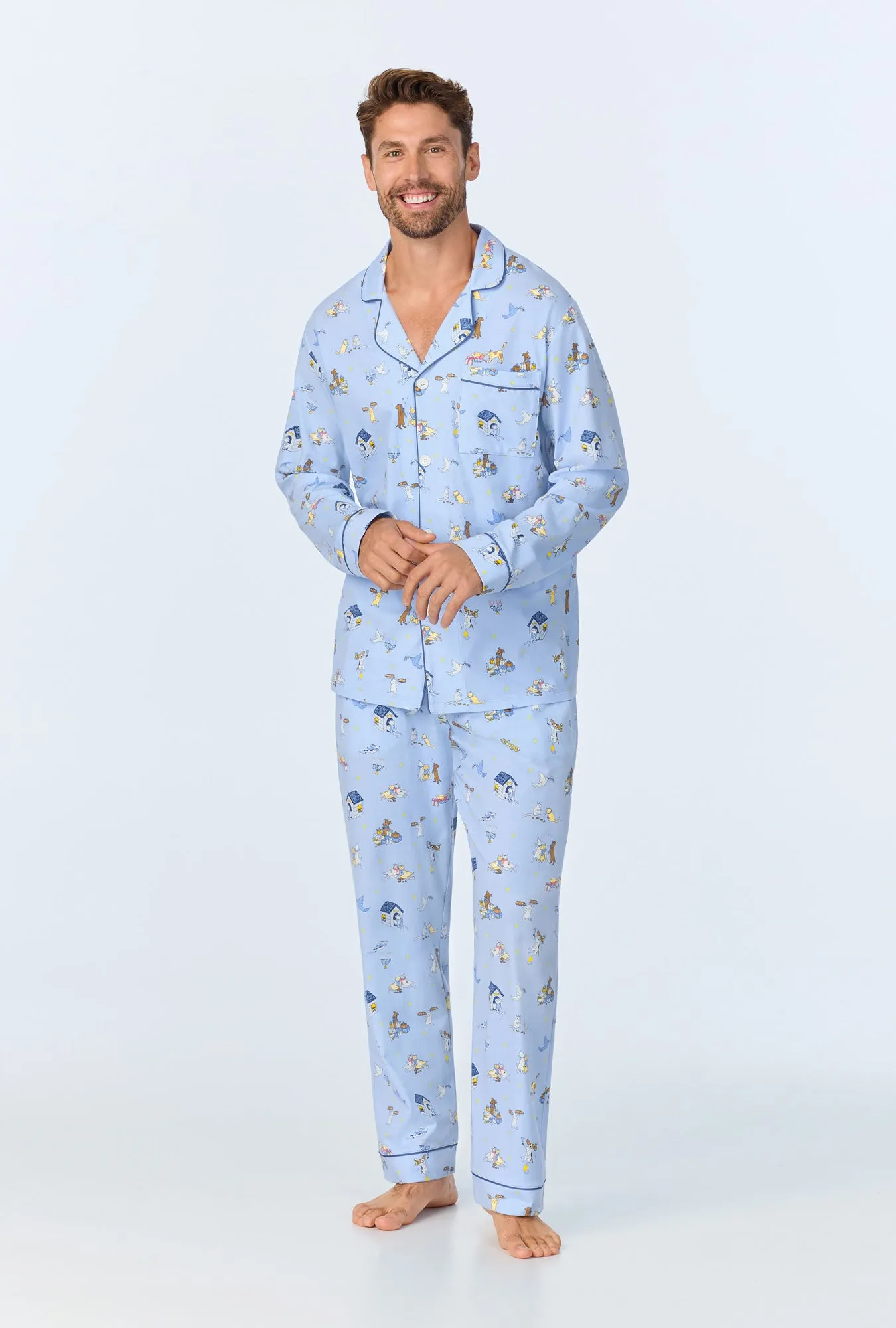 Festival of Lights Men's Long Sleeve Classic Stretch Jersey PJ Set sold by BedHead