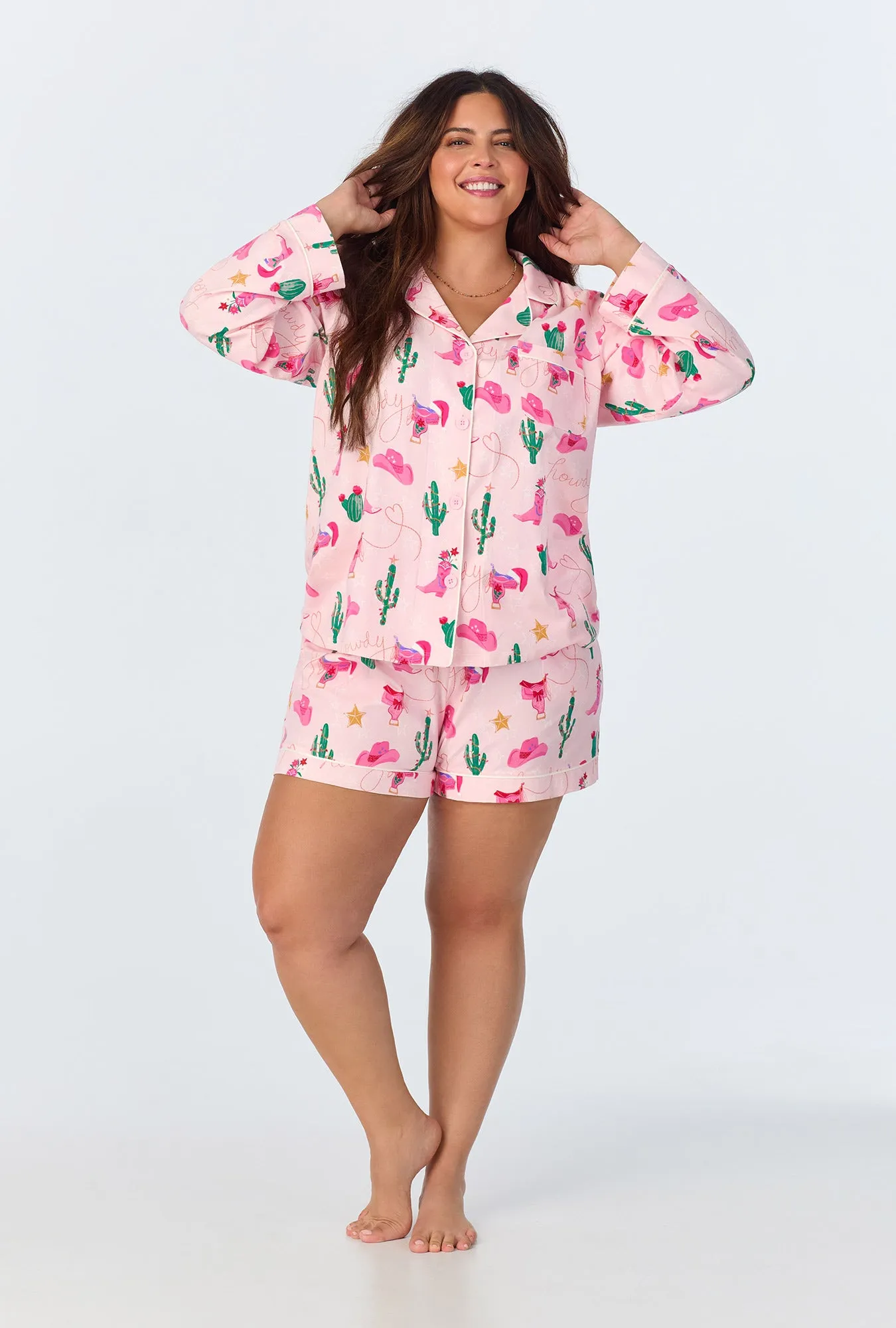 Christmas Cowgirl Long Sleeve Classic Stretch Jersey Short PJ Set sold by BedHead product image thumbnail 4