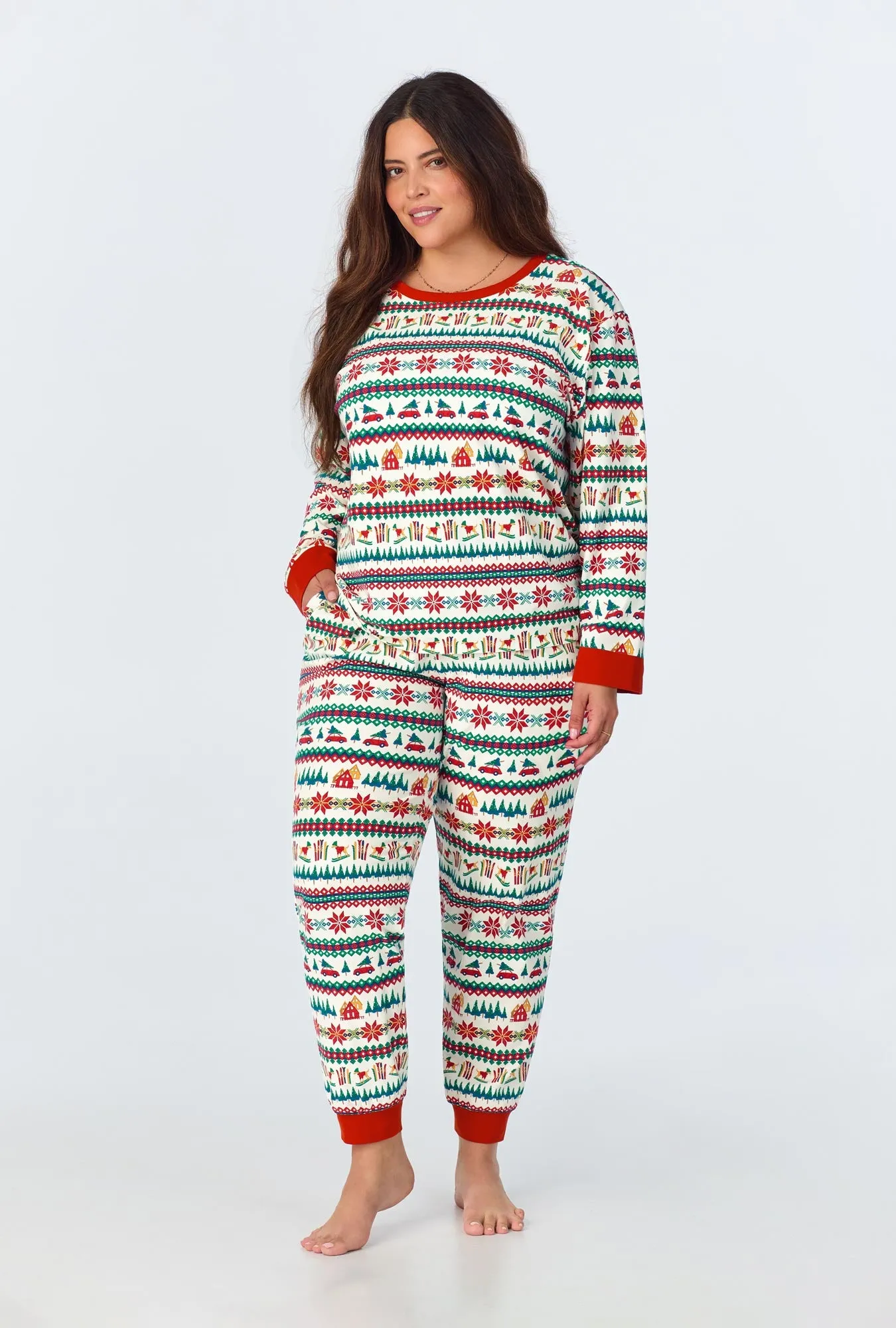 Festive Fairisle Long Sleeve Pullover Crew and Jogger Stretch Jersey PJ Set sold by BedHead product image thumbnail 4
