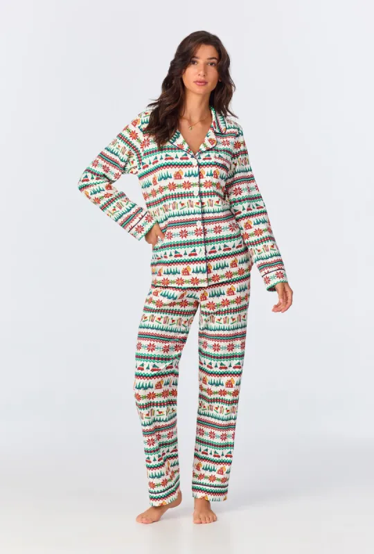Festive Fairisle Long Sleeve Classic Stretch Jersey PJ Set sold by BedHead