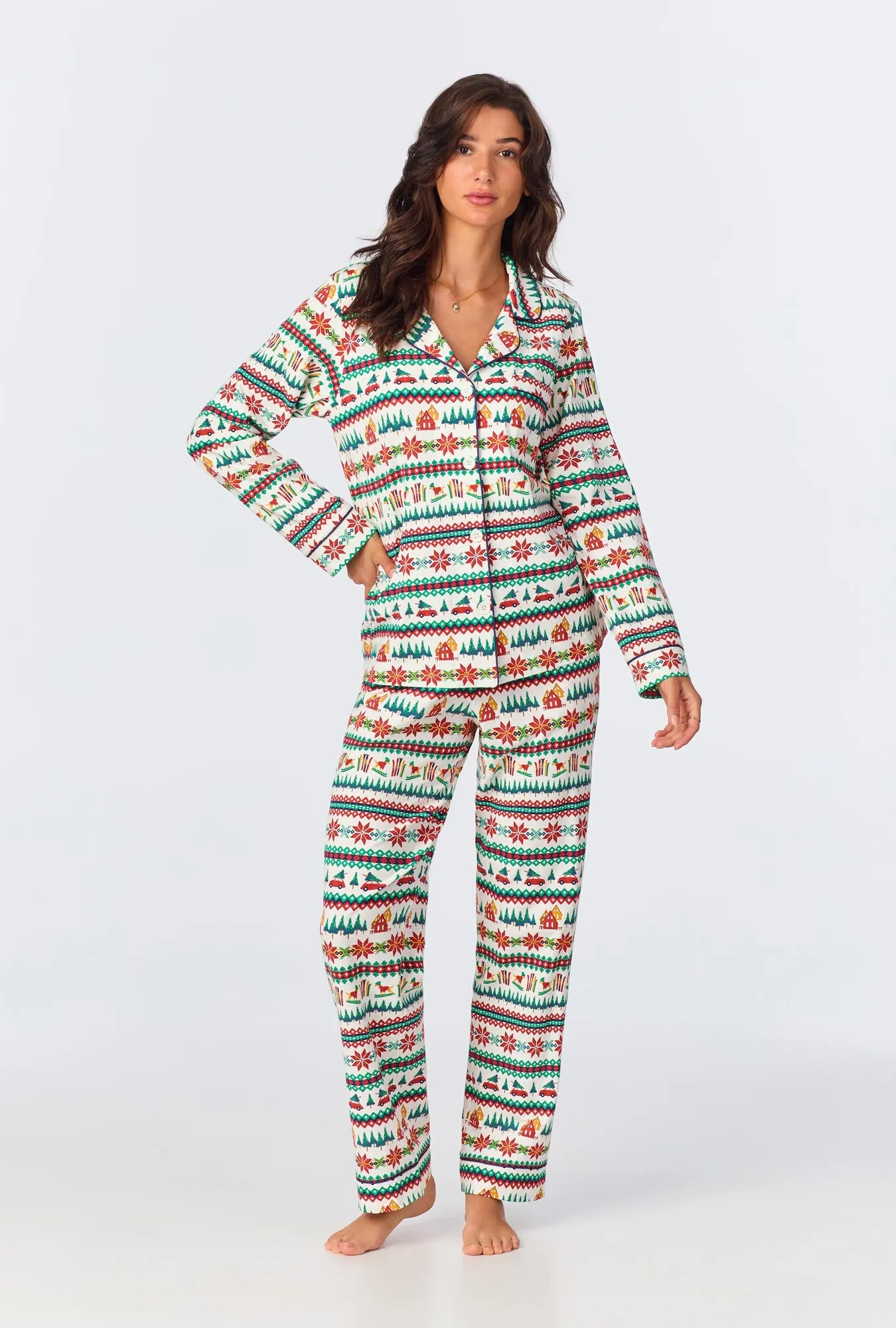Festive Fairisle Long Sleeve Classic Stretch Jersey PJ Set sold by BedHead