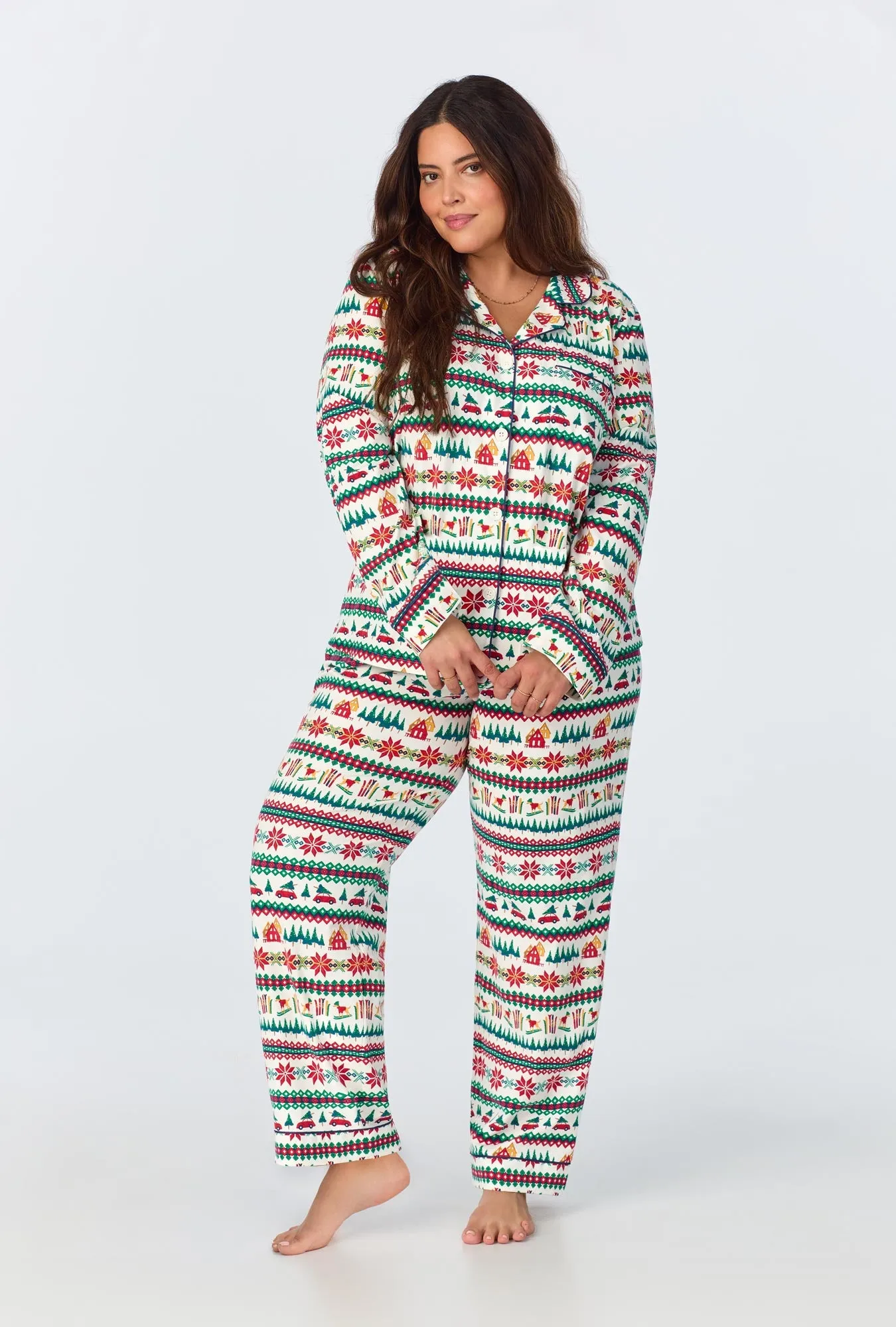 Festive Fairisle Long Sleeve Classic Stretch Jersey PJ Set sold by BedHead product image thumbnail 4