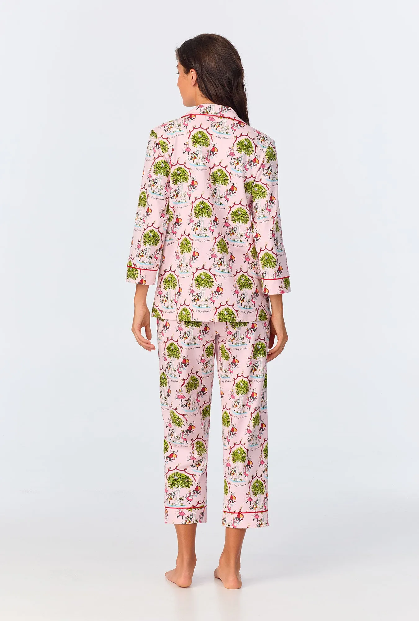 Twelve Days Of Christmas 3/4 Sleeve Classic Stretch Jersey Cropped PJ Set sold by BedHead product image thumbnail 3