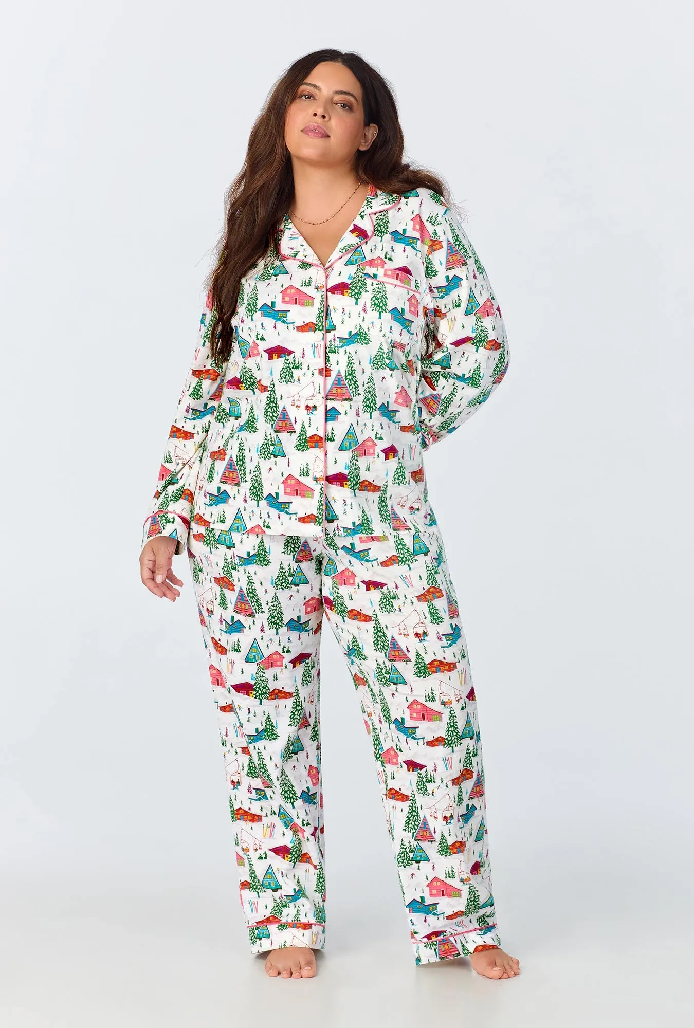 Alpine Cabins Long Sleeve Classic Stretch Jersey PJ Set sold by BedHead product image thumbnail 4