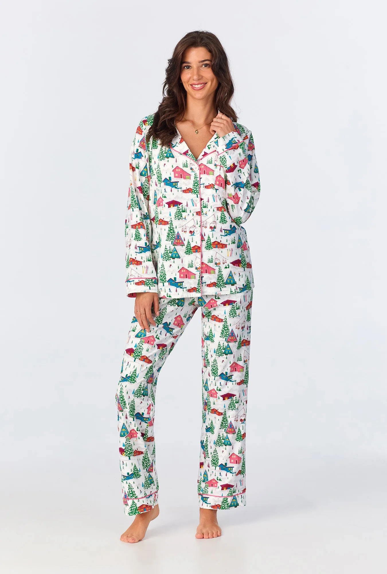 Alpine Cabins Long Sleeve Classic Stretch Jersey PJ Set sold by BedHead