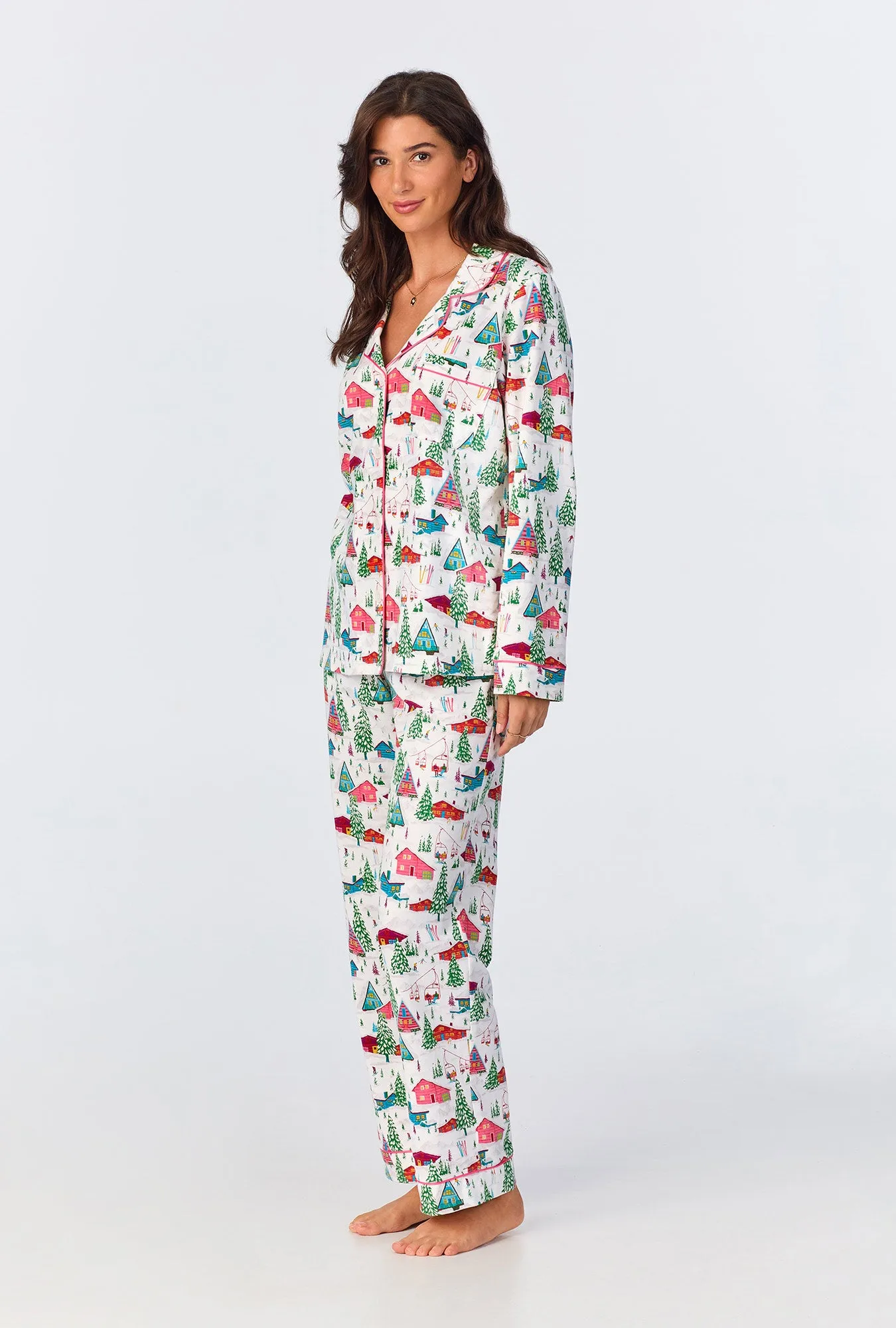 Alpine Cabins Long Sleeve Classic Stretch Jersey PJ Set sold by BedHead product image thumbnail 2
