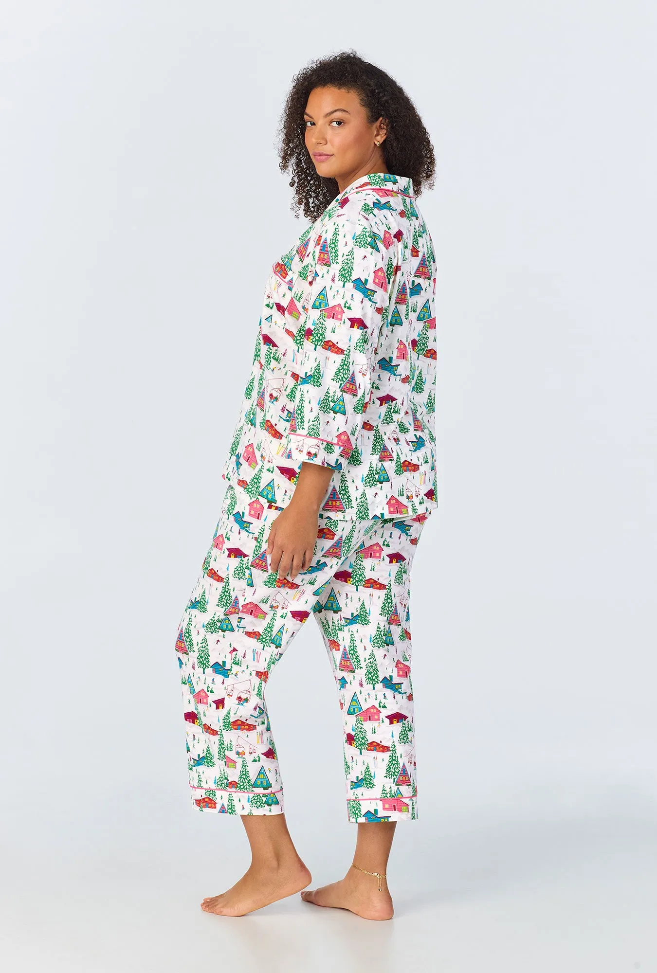 Alpine Cabins 3/4 Sleeve Classic Stretch Jersey Cropped PJ Set sold by BedHead product image thumbnail 5