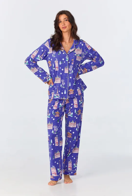 Winter in Paris Long Sleeve Classic Stretch Jersey PJ Set sold by BedHead