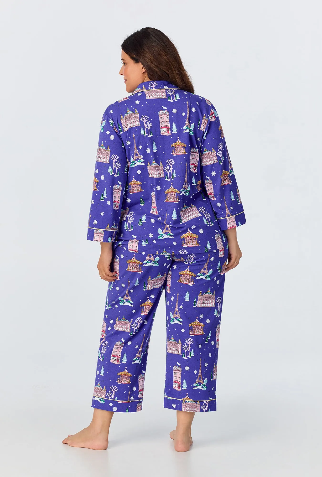 Winter in Paris 3/4 Sleeve Classic Stretch Jersey Cropped PJ Set sold by BedHead product image thumbnail 5