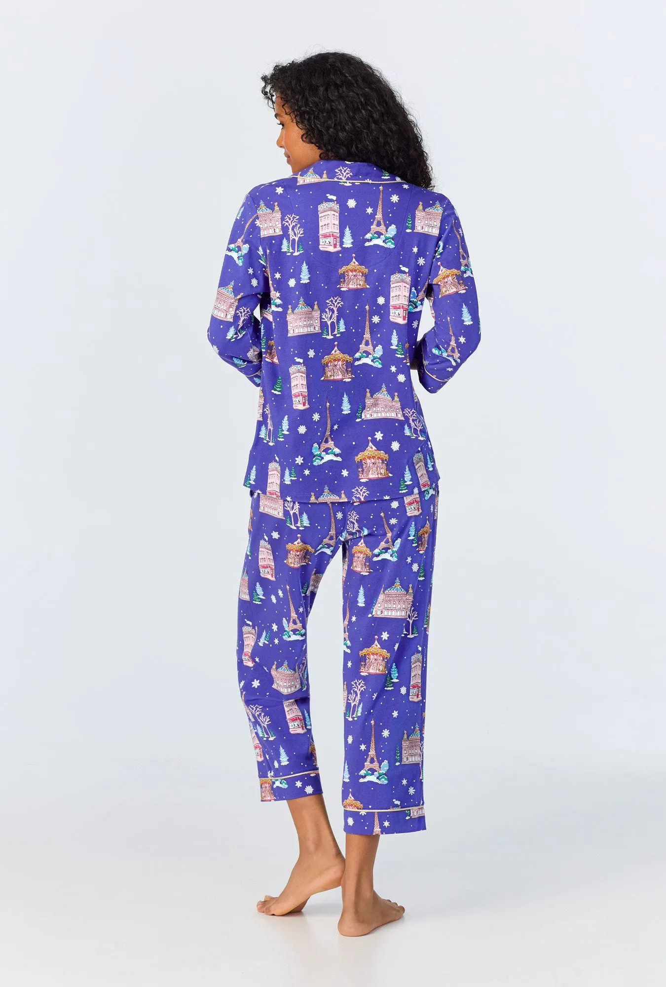 Winter in Paris 3/4 Sleeve Classic Stretch Jersey Cropped PJ Set sold by BedHead product image thumbnail 3
