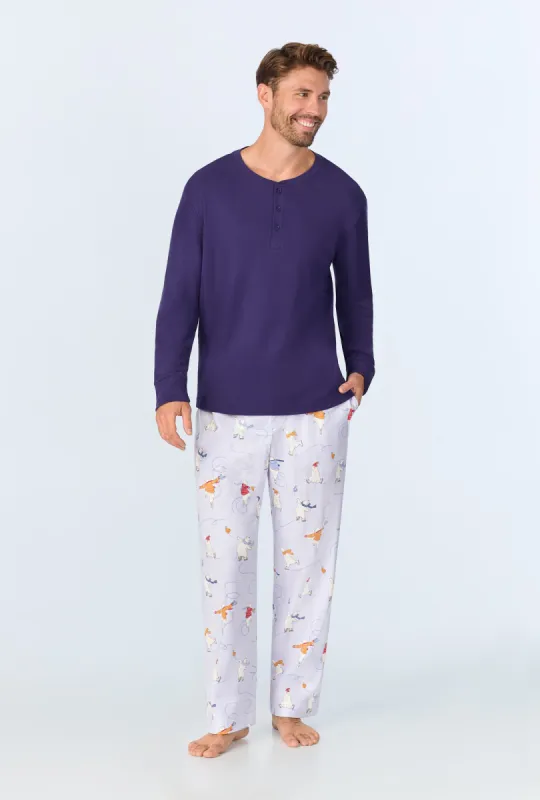 Free Skate Men's Long Sleeve Henley Stretch Jersey PJ Set sold by BedHead