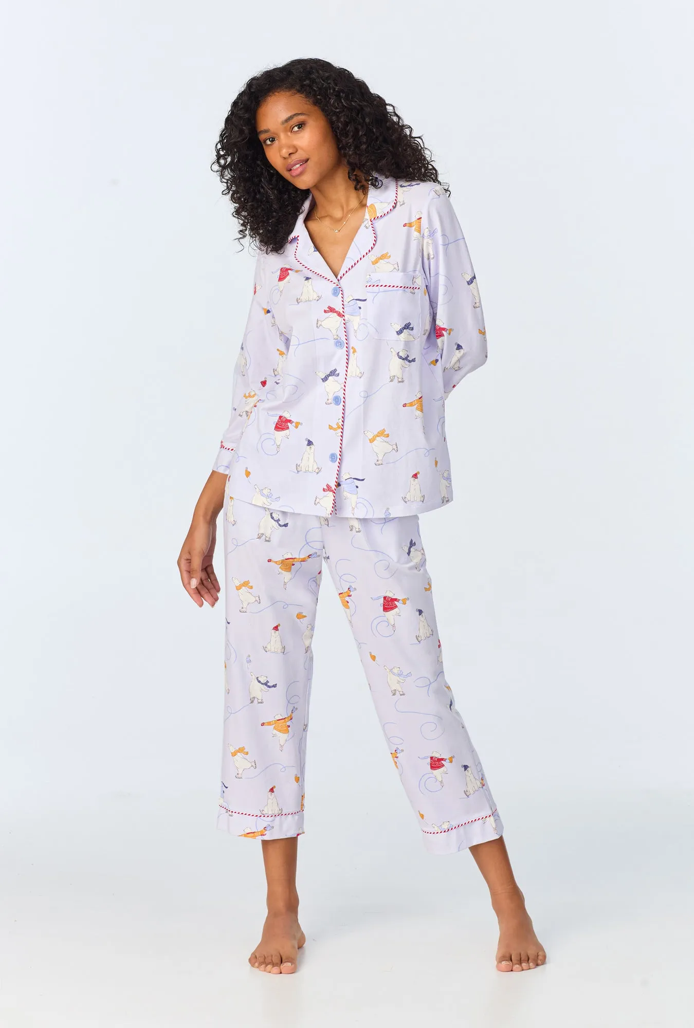 Free Skate 3/4 Sleeve Classic Stretch Jersey Cropped PJ Set sold by BedHead
