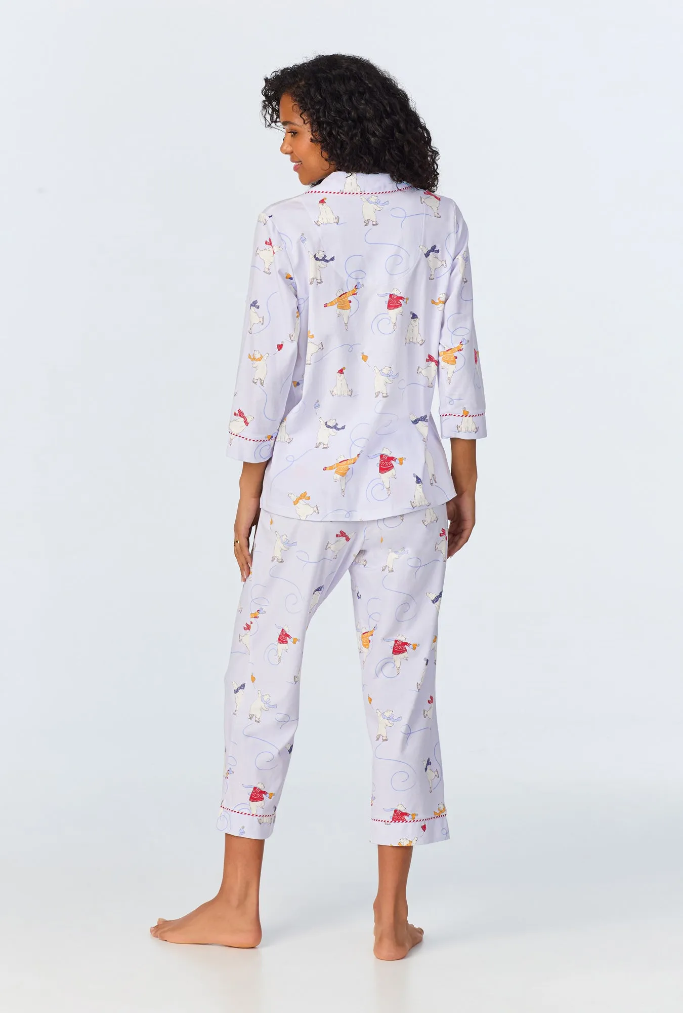 Free Skate 3/4 Sleeve Classic Stretch Jersey Cropped PJ Set sold by BedHead product image thumbnail 3