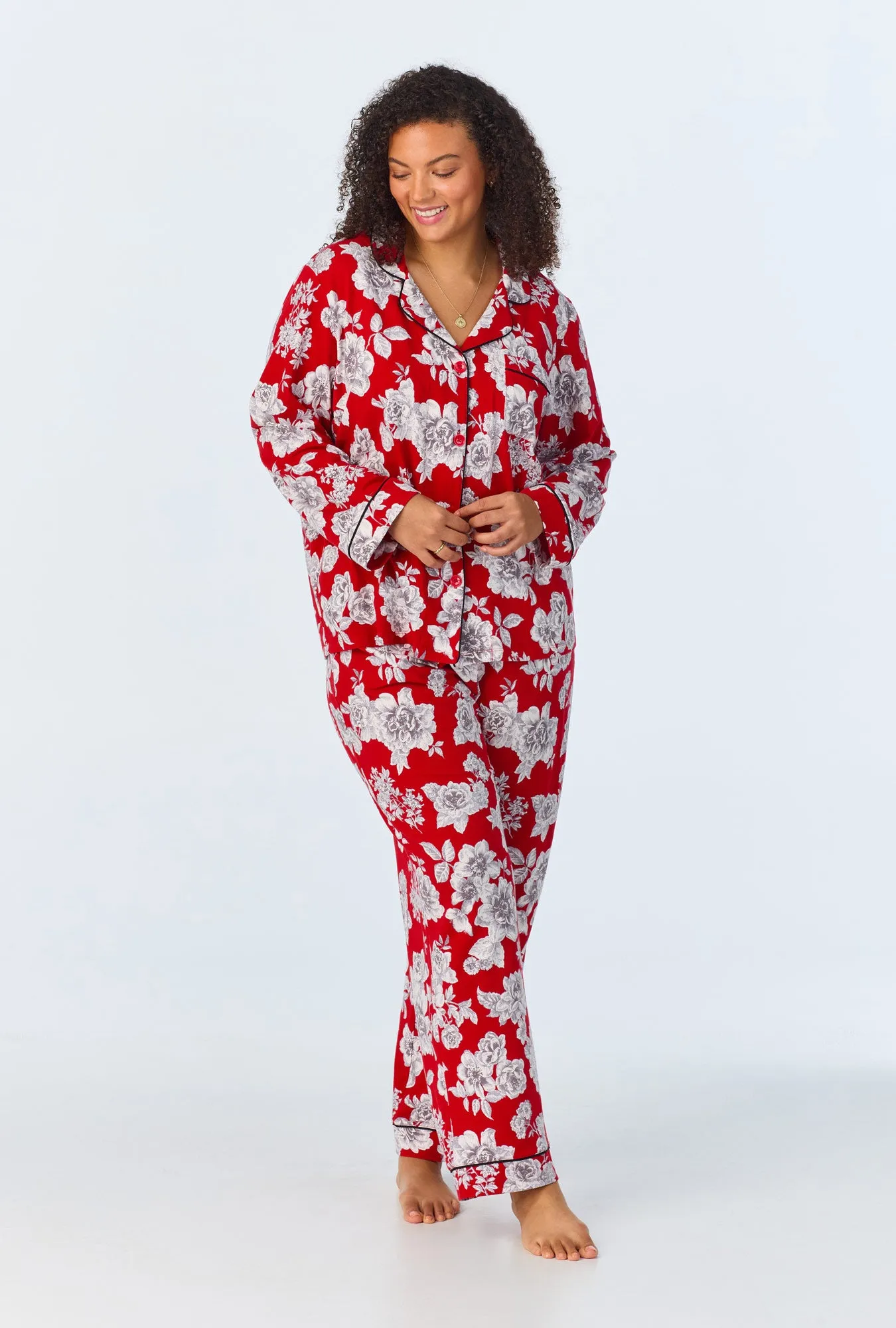 Camellias Long Sleeve Classic Stretch Jersey PJ Set sold by BedHead product image thumbnail 4