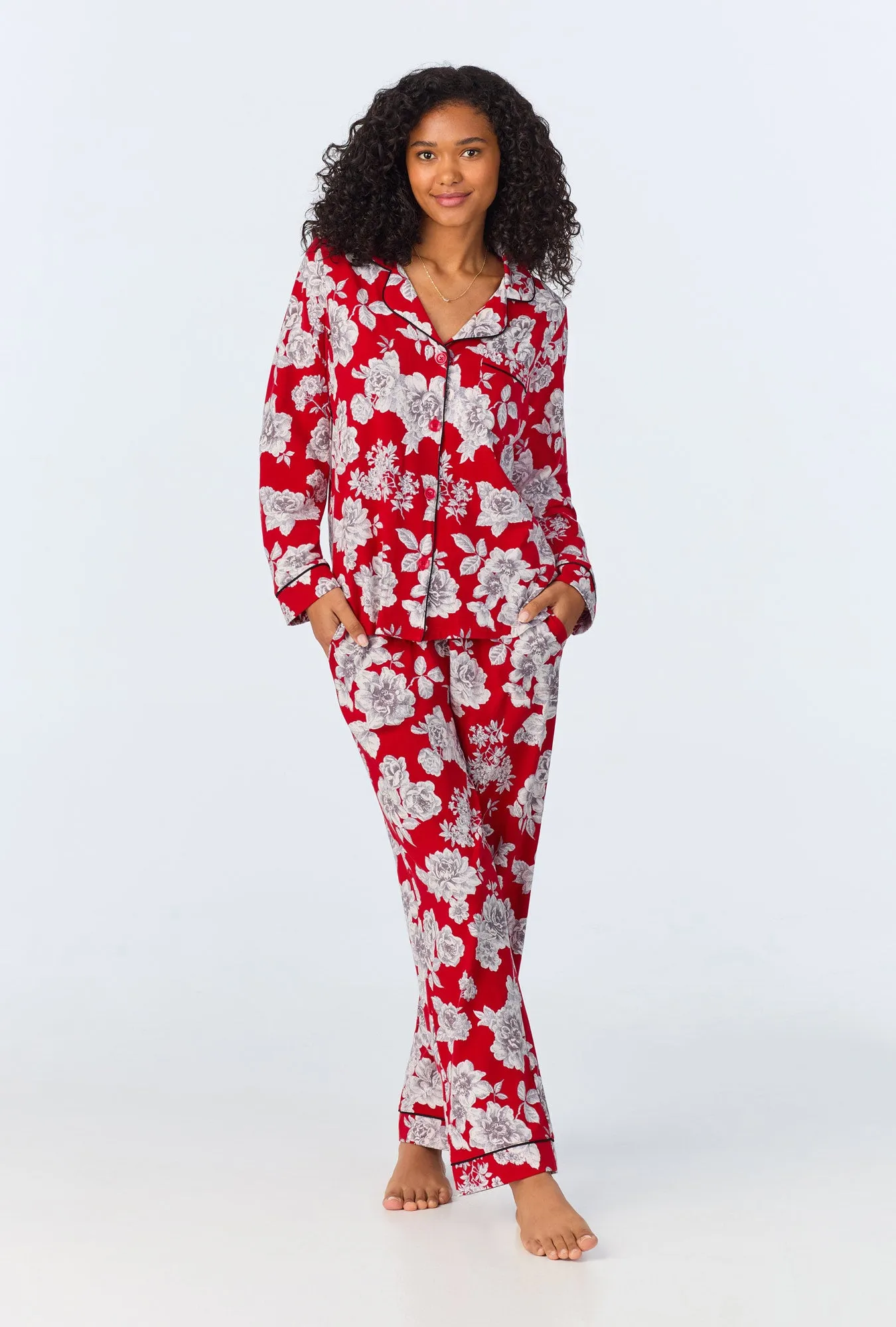 Camellias Long Sleeve Classic Stretch Jersey PJ Set sold by BedHead