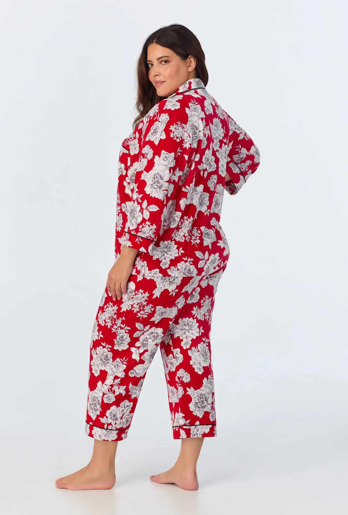 Camellias 3/4 Sleeve Classic Stretch Jersey Cropped PJ Set sold by BedHead product image thumbnail 2