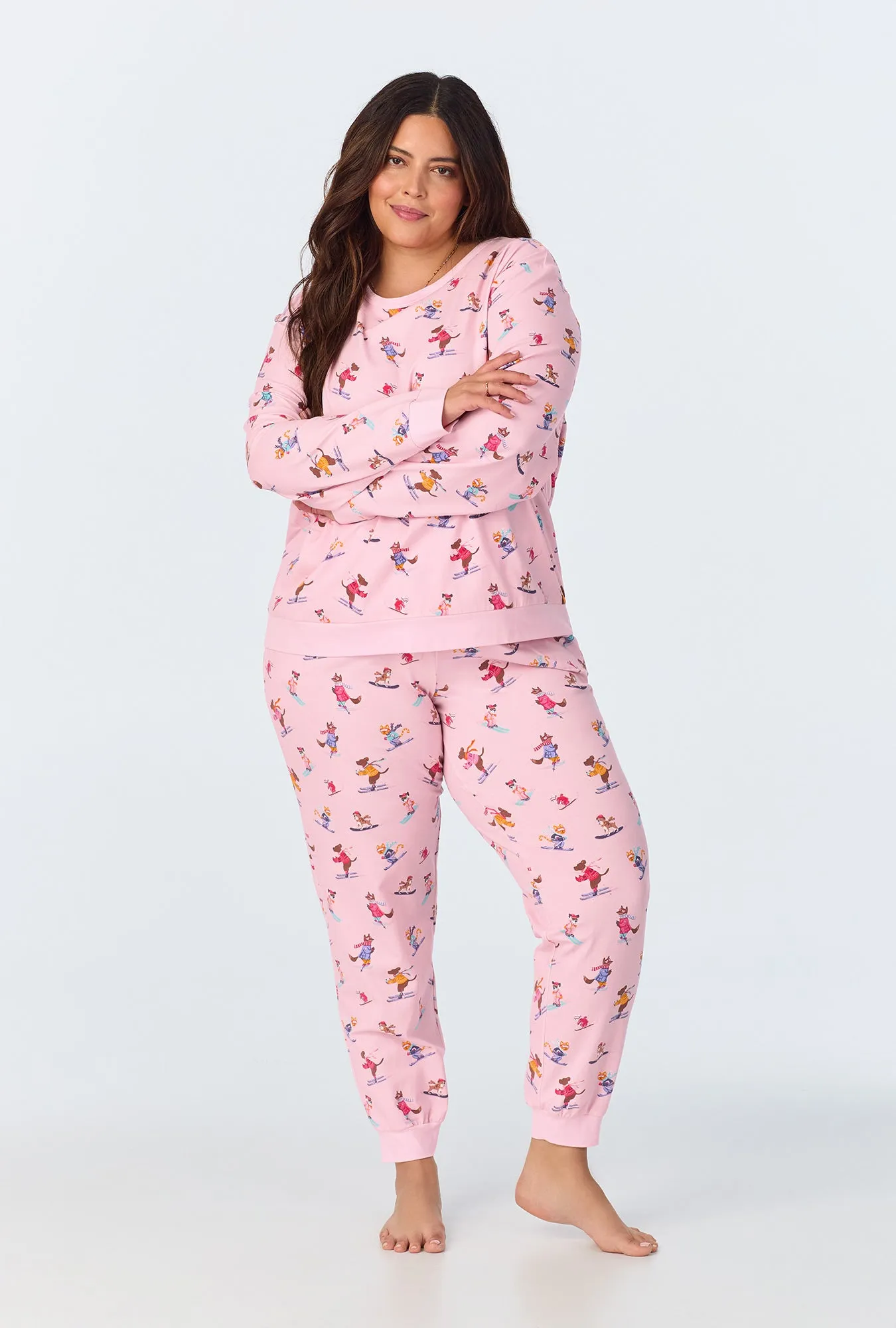 Ski Season Long Sleeve Pullover Crew and Jogger Stretch Jersey PJ Set sold by BedHead product image thumbnail 4