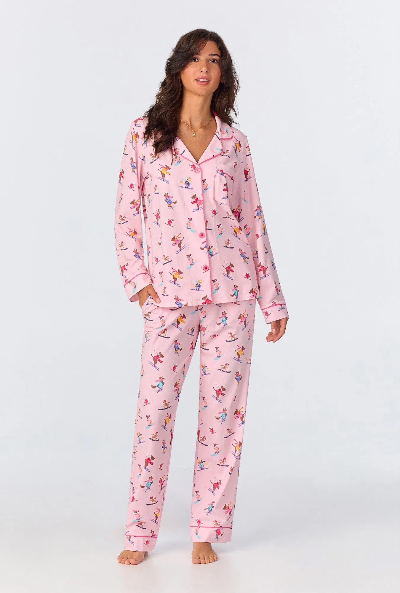 Ski Season Long Sleeve Classic Stretch Jersey PJ Set sold by BedHead