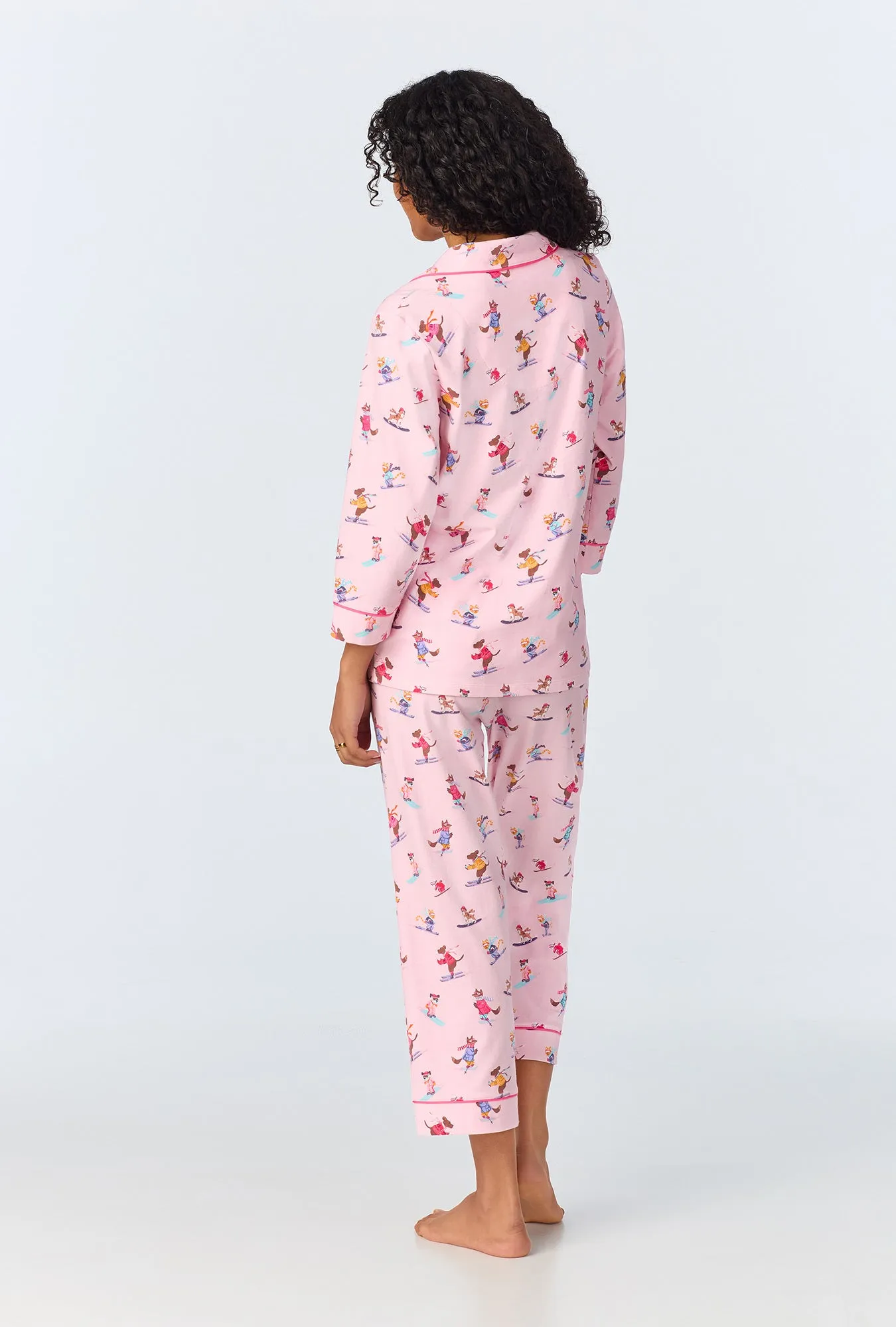 Ski Season 3/4 Sleeve Classic Stretch Jersey Cropped PJ Set sold by BedHead product image thumbnail 3