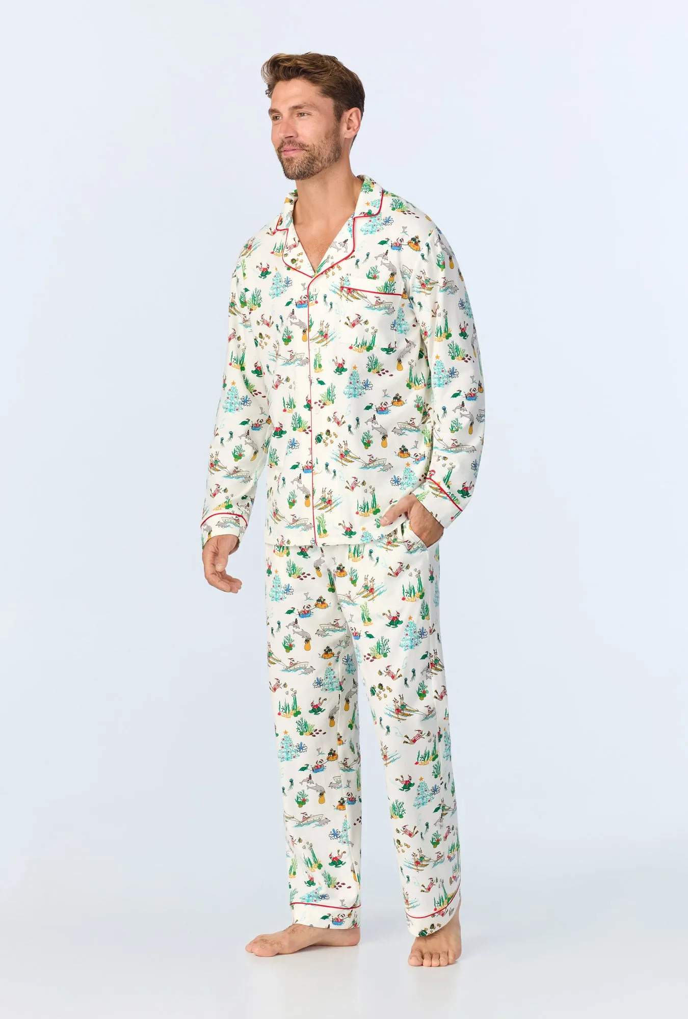 Tis The Sea-Son Men's Long Sleeve Classic Stretch Jersey PJ Set sold by BedHead product image thumbnail 3