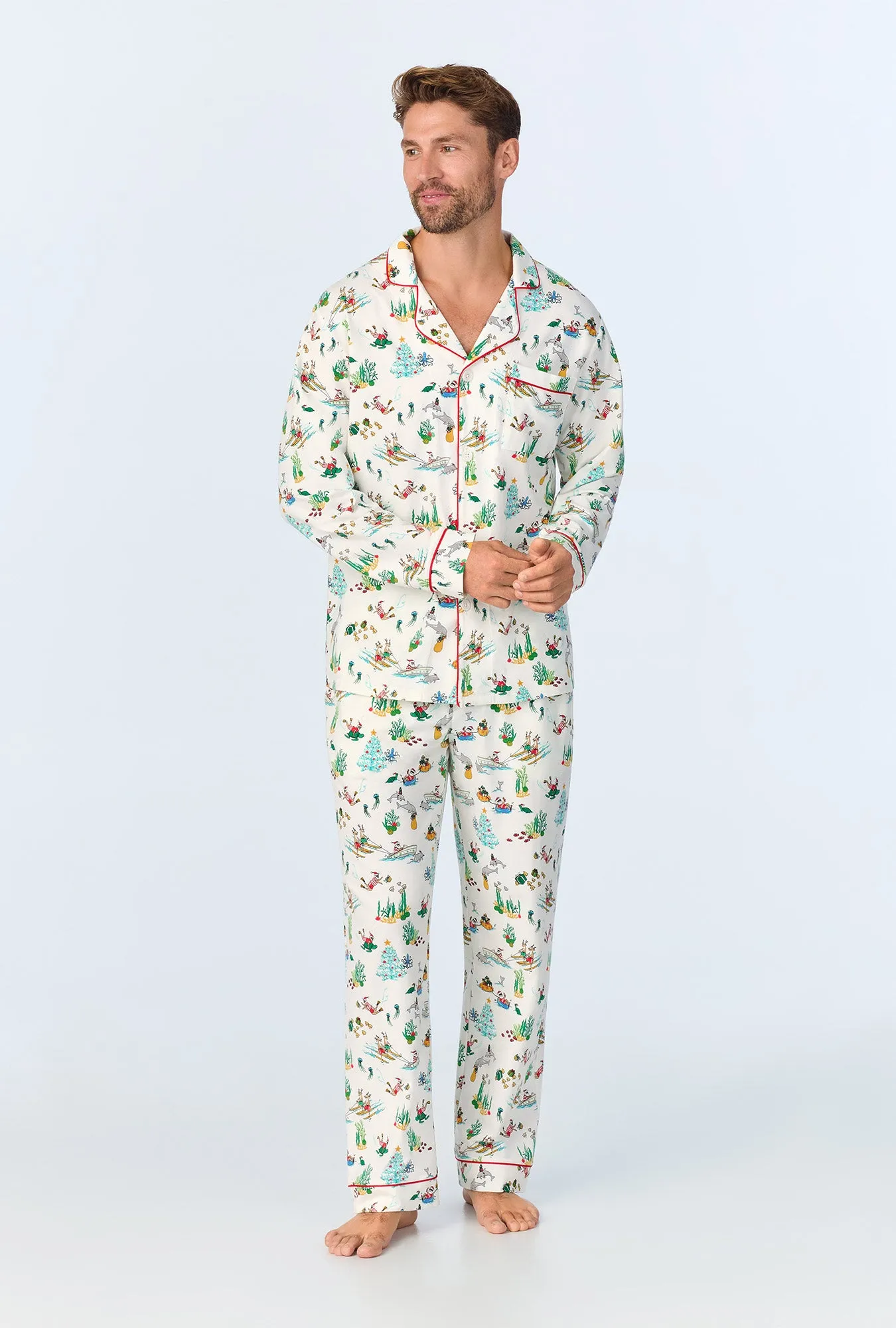 Tis The Sea-Son Men's Long Sleeve Classic Stretch Jersey PJ Set sold by BedHead product image thumbnail 2