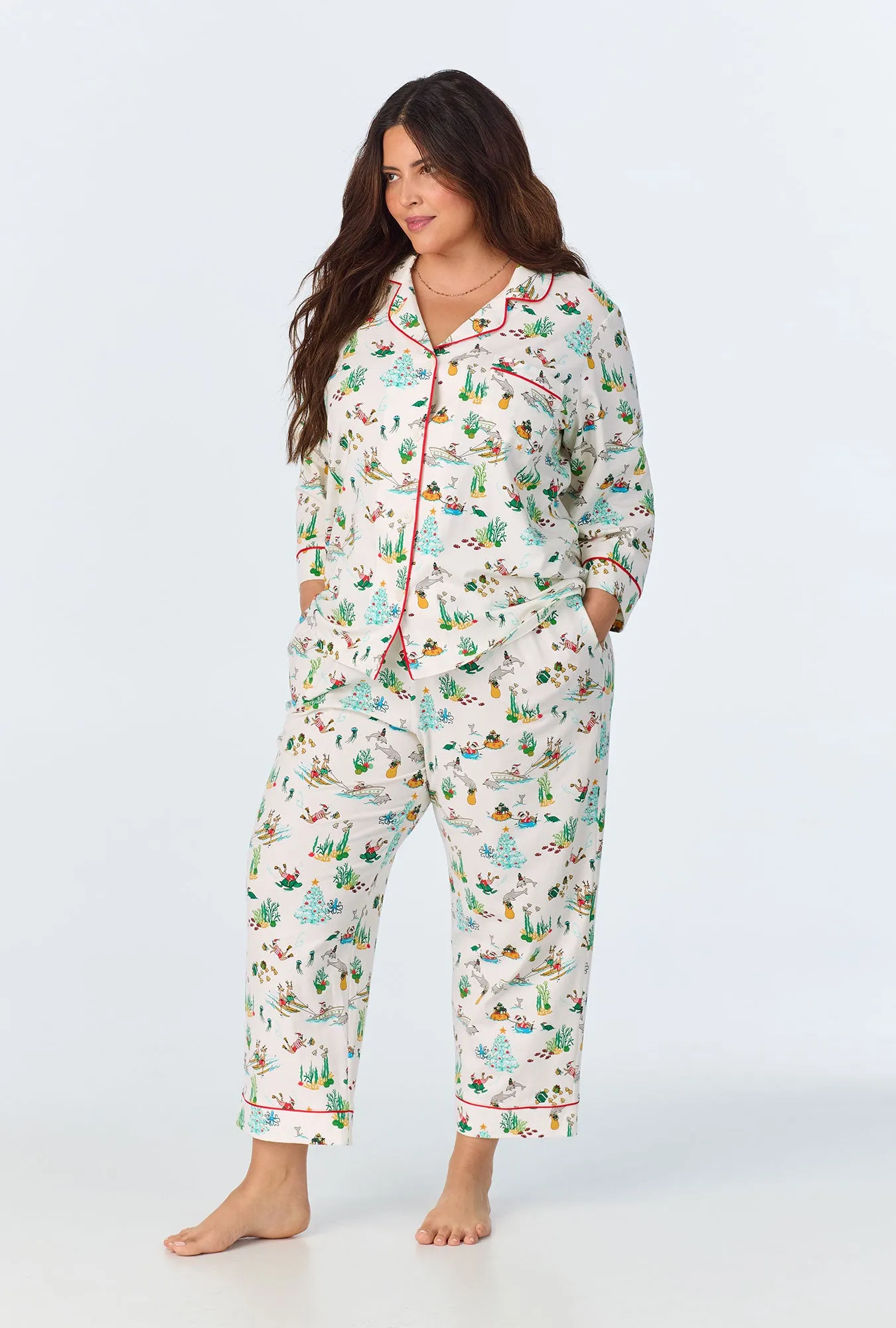 Tis The Sea-Son 3/4 Sleeve Classic Stretch Jersey Cropped PJ Set sold by BedHead product image thumbnail 4