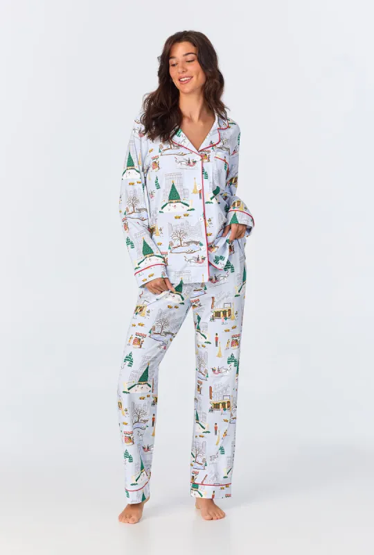 Holiday In The City Long Sleeve Classic Stretch Jersey PJ Set sold by BedHead