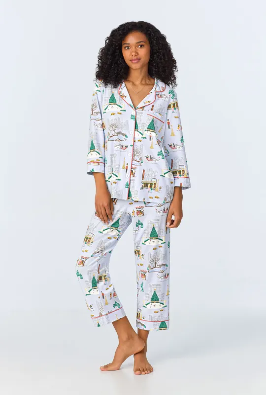 Holiday In The City 3/4 Sleeve Classic Stretch Jersey Cropped PJ Set sold by BedHead