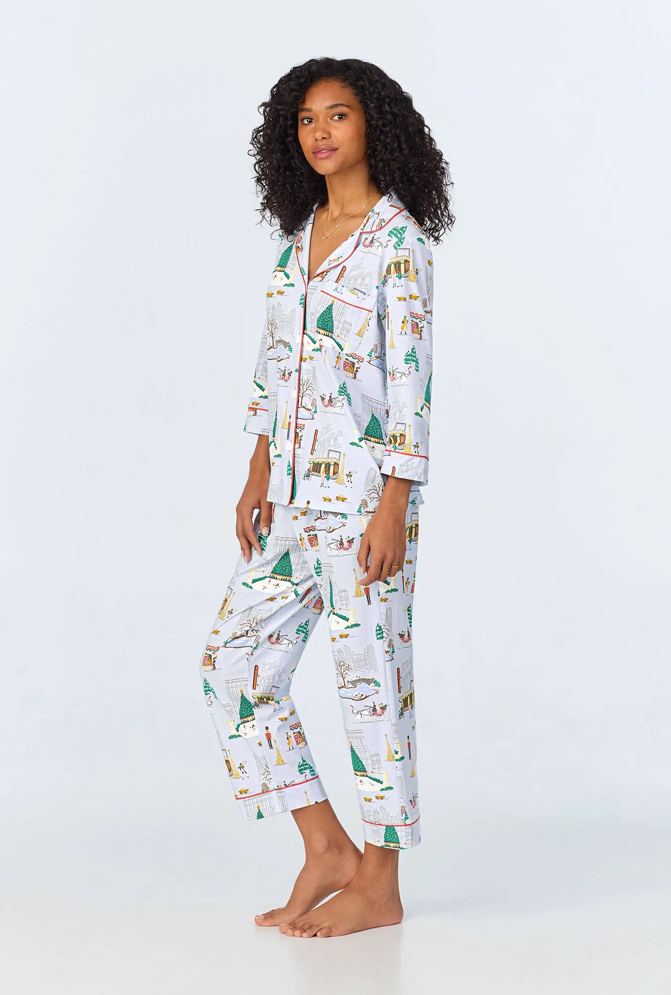 Holiday In The City 3/4 Sleeve Classic Stretch Jersey Cropped PJ Set sold by BedHead product image thumbnail 2