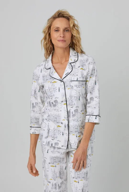 City That Never Sleeps 3/4 Sleeve Classic Stretch Jersey Cropped PJ Set sold by BedHead