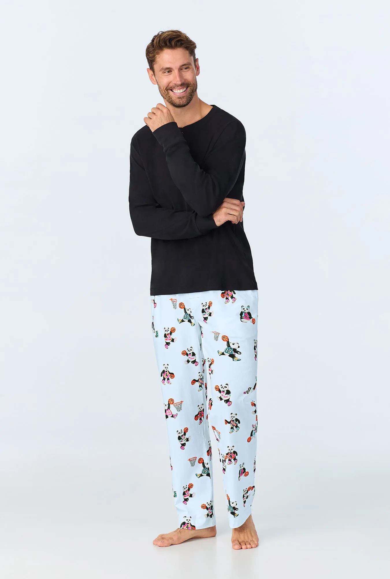 Bedhead x Bronwyn Newport Slam Dunk Men's Long Sleeve Henley Stretch Jersey PJ Set sold by BedHead product image thumbnail 2