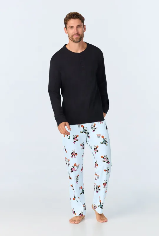 Bedhead x Bronwyn Newport Slam Dunk Men's Long Sleeve Henley Stretch Jersey PJ Set sold by BedHead