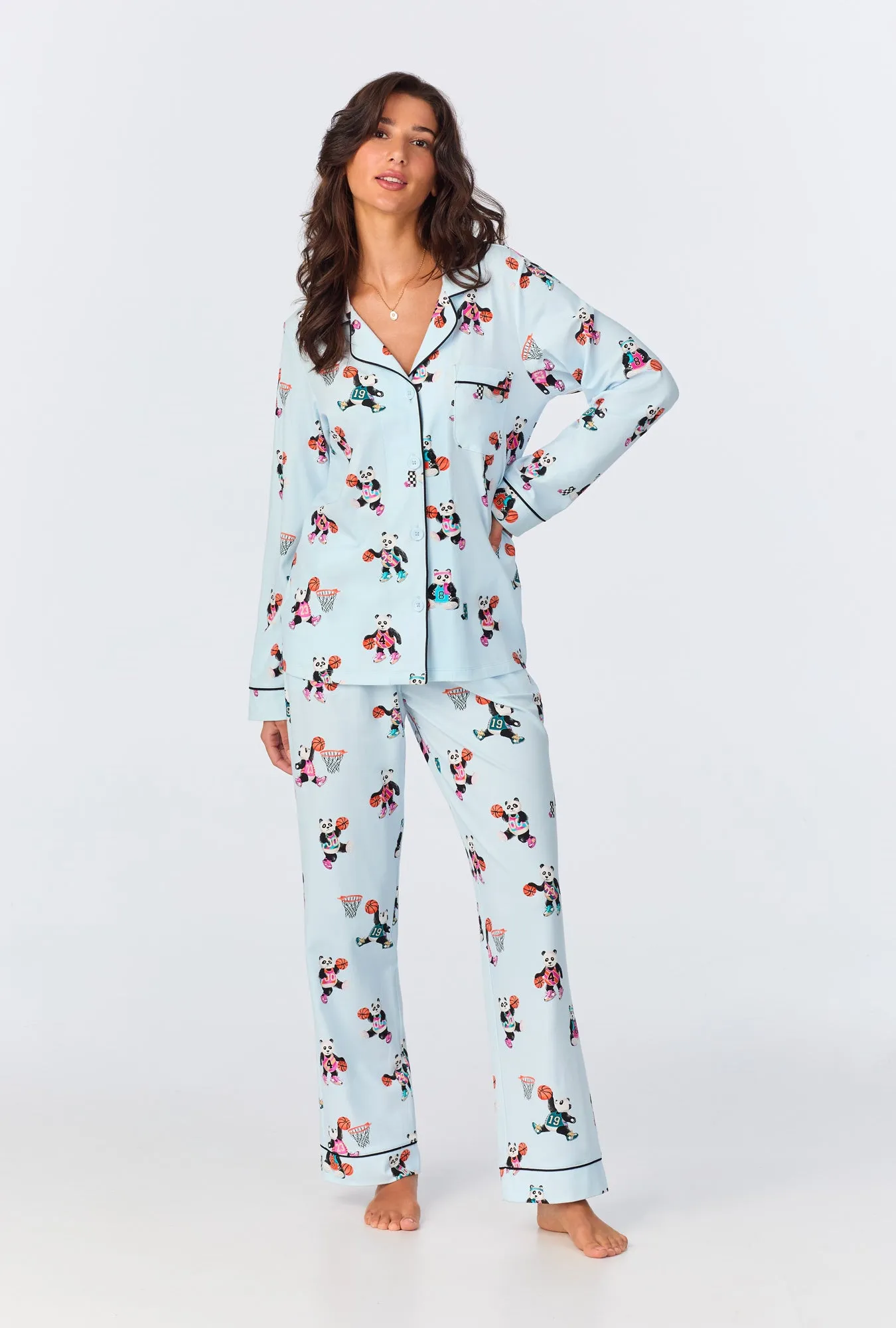 Bedhead x Bronwyn Newport Slam Dunk Long Sleeve Classic Stretch Jersey PJ Set sold by BedHead product image thumbnail 2