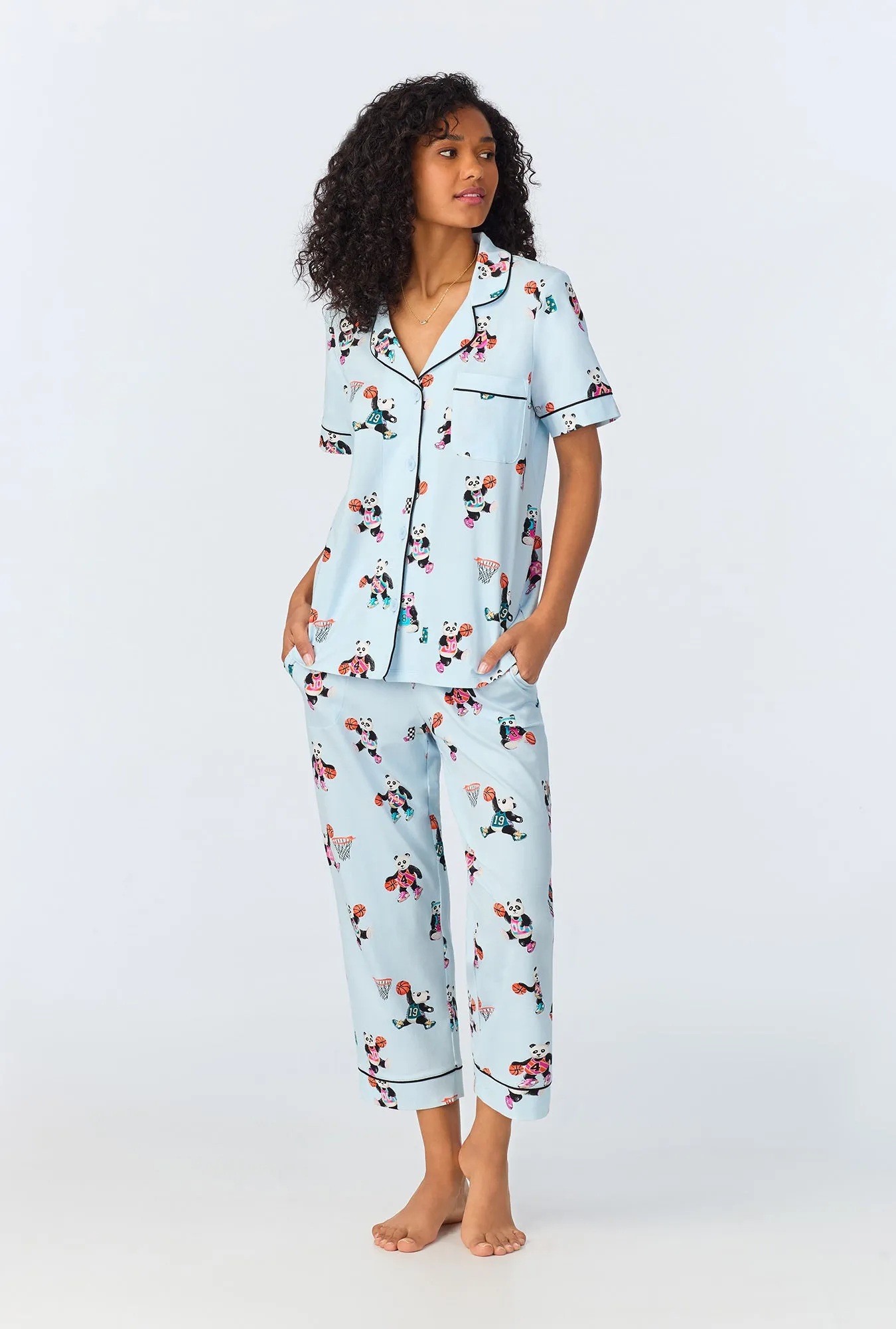 Bedhead x Bronwyn Newport Slam Dunk Short Sleeve Classic Stretch Jersey Cropped PJ Set sold by BedHead product image thumbnail 2