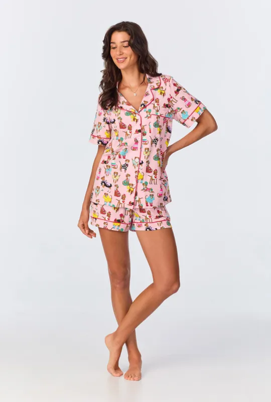 Bedhead x Bronwyn Newport Chic Boxers Short Sleeve Classic Shorty Stretch Jersey PJ Set sold by BedHead