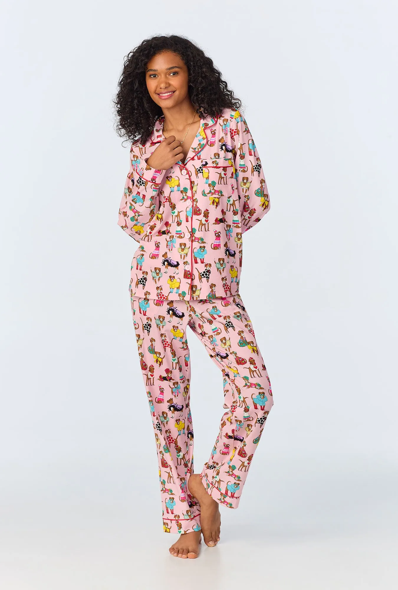 Bedhead x Bronwyn Newport Chic Boxers Long Sleeve Classic Stretch Jersey PJ Set sold by BedHead