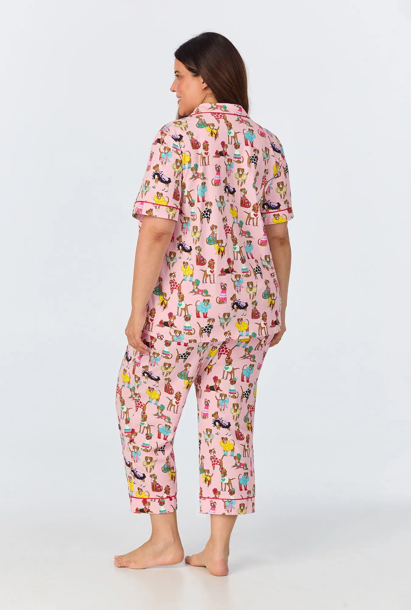 Bedhead x Bronwyn Newport Chic Boxers Short Sleeve Classic Stretch Jersey Cropped PJ Set sold by BedHead product image thumbnail 5