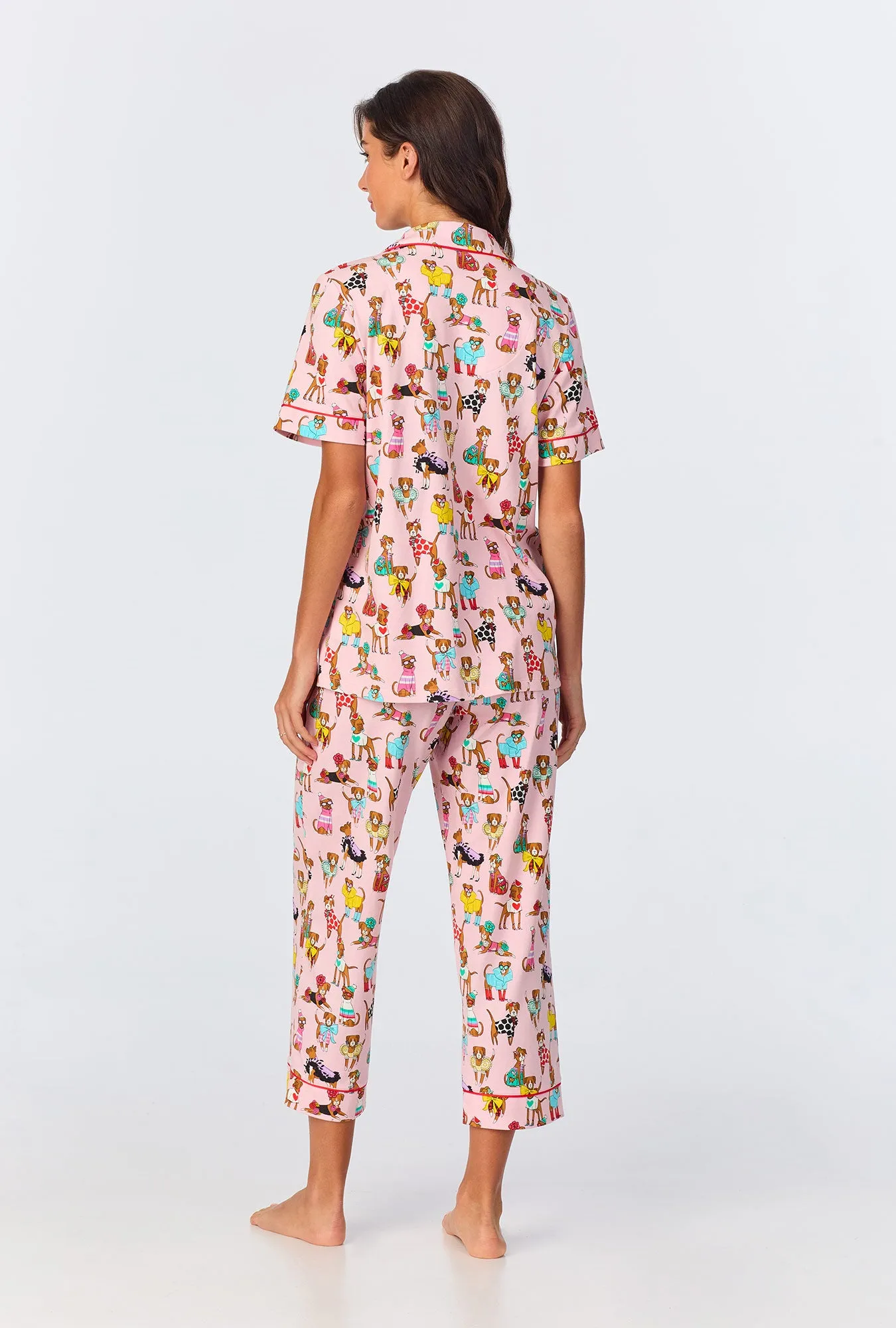 Bedhead x Bronwyn Newport Chic Boxers Short Sleeve Classic Stretch Jersey Cropped PJ Set sold by BedHead product image thumbnail 3