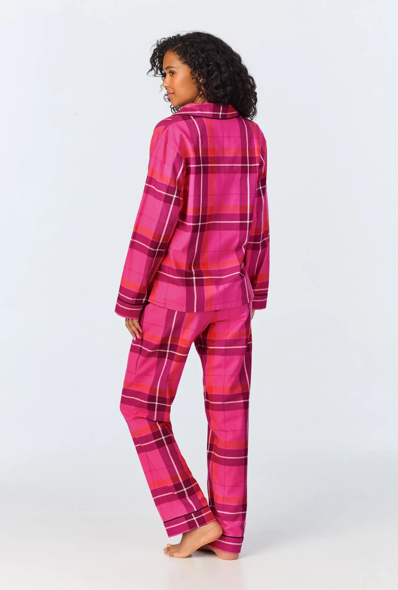BedHead x Trina Turk Aurora Plaid Long Sleeve Classic Woven Portuguese Flannel PJ Set sold by BedHead product image thumbnail 4