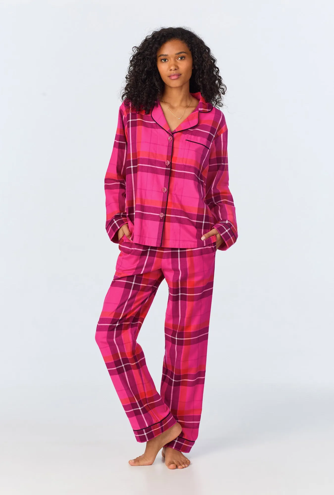BedHead x Trina Turk Aurora Plaid Long Sleeve Classic Woven Portuguese Flannel PJ Set sold by BedHead product image thumbnail 2