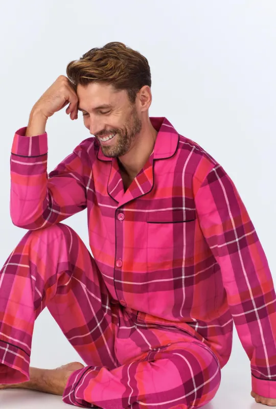 BedHead x Mr. Turk Aurora Plaid Men's Long Sleeve Classic Woven Portuguese Flannel PJ Set sold by BedHead
